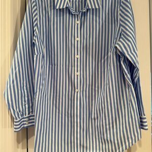 Lands' End Blue and White Striped Blouse